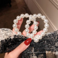 Korean Hair Tie Bow Lace Pearl Bow Knot Elastic Band Ring Cute Girl Ponytail Head Rope Rubber Female Fashion Accessories